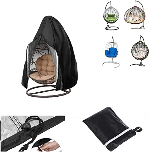 YCHK Hängesessel Stuhlhülle, Hängesessel Abdeckung Wasserabweisende Oxford-Schutzhülle für Patio Patio Schaukelstuhl, Ei-Schaukelstuhl, Schwimmstuhl (115 * 190CM) (Black)