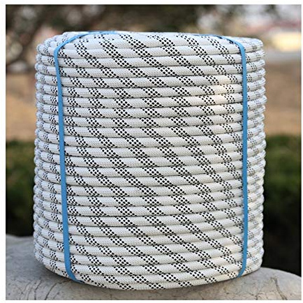 GXYAWPJ Corde Corde d'escalade Statique 12mm (50m / 80m / 100m) for Escalade Descente en Rappel escalier de Secours et de Sauvetage Noir (Color : White, Size : 100m)