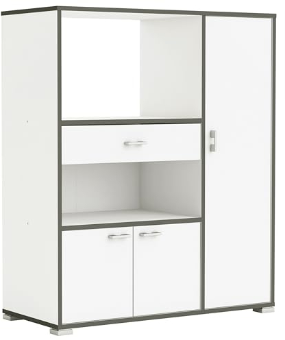Miroytengo Mueble Auxiliar para Cocina con Tres Puertas Y Un Cajón Color Blanco Y Gris 107x90x40 cm