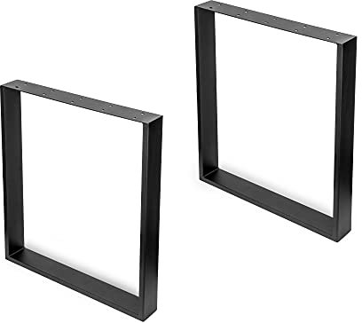 Emuca - Jeu de Deux Pieds rectangulaires pour Table, 600x720mm, Acier, Peints en Noir.