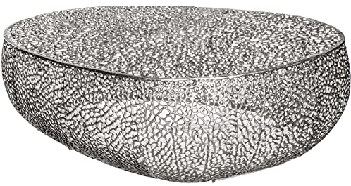 Riess Ambiente Filigraner Design Couchtisch Leaf 122cm Silber Handarbeit Wohnzimmertisch Tisch