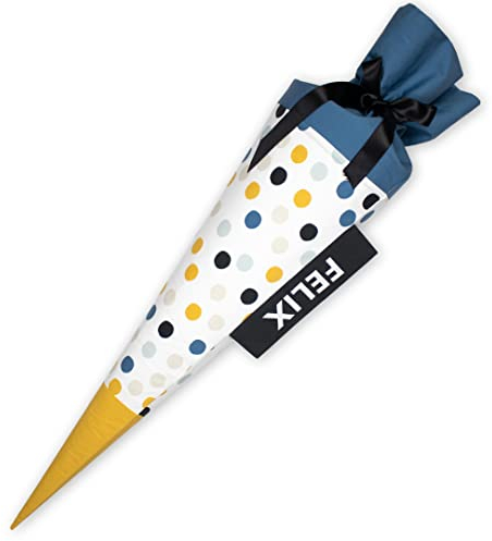 Dein Lieblingsteil Schultüte aus Stoff DOTS ETIKETT Zuckertüte mit Namen 70 cm/ 85 cm