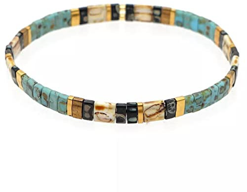 Hawhy Handgefertigtes Tila Stretch Miyuki Perlen Armband für Mädchen und Damen (T14)