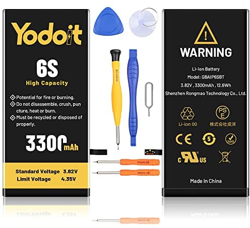 Batterie 4500 mAh pour iPhone 6S, Batterie de Remplacement Haute capacité Yodoit 0 Cycle pour iPhone 6S modèle A1633, A1688, A1700 avec Kits d'outils de réparation complets