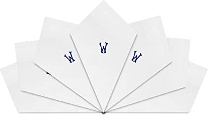 Warwick & Vance Taschentücher für Herren und Herren, Satin, mit blauen gestickten Initialen, 7 Stück, W, 40cm x 40cm