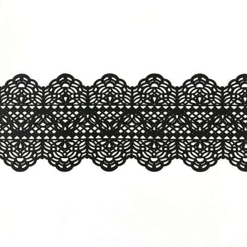 essbare Tortenspitze als filigrane Deko | 38 x 8 cm fertige Zucker-Spitze | Spitzenband schwarz | fertiges Icing zum Gebrauch | Sweet Lace | Coximus