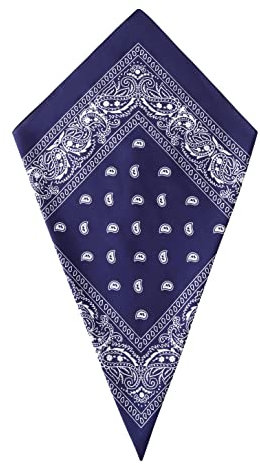 Navy Blue Paisley Bandana Head Scarf Headbands Handkerchief Cowboy Cotton Bib Party Face Covering Headwear For Motorcycling Mens Womens Unisex