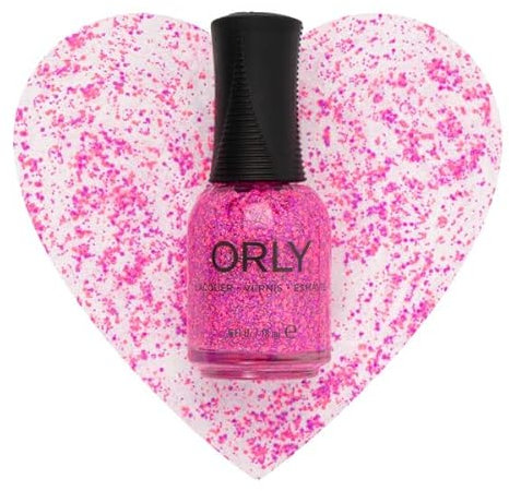 ORLY Let’s Go Girls Nail Polish Topper (18ml), Pink Holographic Confetti Nail Varnish