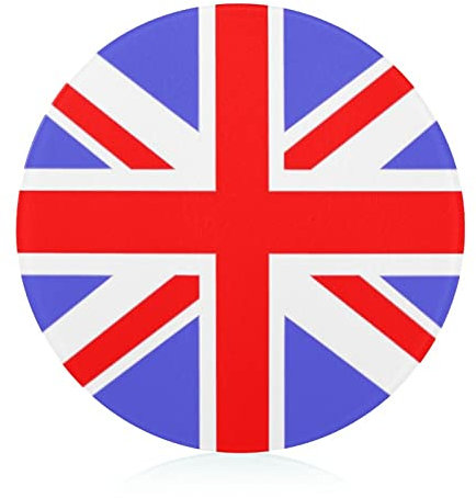 Union Jack Glass Cutting Board Scratch Resistant Round Chopping Board for Kitchen 20 cm