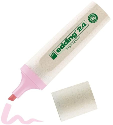 edding 24 Evidenziatori Ecoline - Rosa Pastello - 1 Evidenziatore - Punta a scalpello 2-5 mm - per marcare ed evidenziare testi e note in modo facile e veloce - Ricaricabile, realizzato in materiale