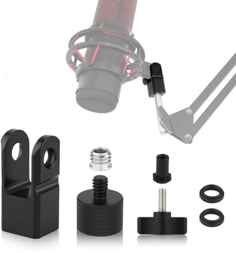 Adaptador de Montaje de Micrófono para Hyperx Quadcast con Adaptador de Tornillo de 3/8 Pulgadas o 1/4 Pulgadas Funciona con Soporte de Micrófono HyperX QuadCast y Brazo de Pluma(Negro)