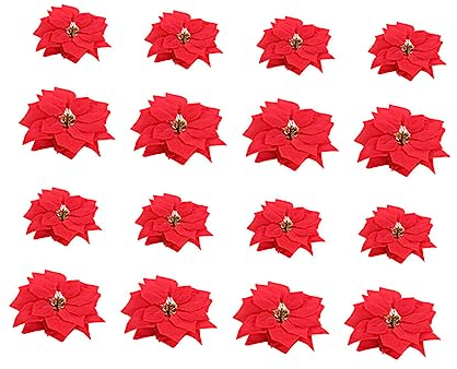 ABOOFAN 20 Stück Künstliche Blumen Für Den Außenbereich Goldene Girlande Blumenschmuck Kleiner Weihnachtsstern Rote Blumen Dekor Weihnachtsbaum Blumendekorationen Etikett