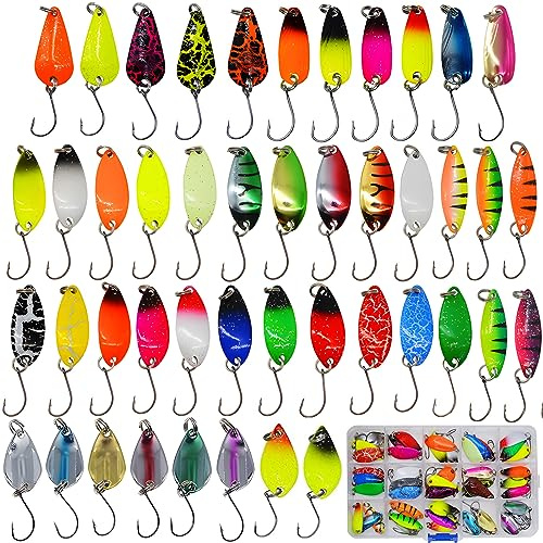 Lot de 45 appâts pour truite de qualité supérieure - Différentes tailles (2 g / 2,5 g / 2,6 g / 3 g / 5 g) - Accessoires de pêche