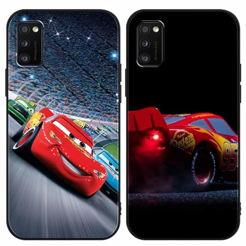 nurkorki [2 Stück Handyhülle für Samsung Galaxy A41 4G 6,1 Hülle, Weiche Silikon Stoßfest TPU Schutzhülle Hülle Motiv 95 Cars Lightning McQueen Case für Galaxy A41, M1