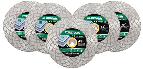 KURSTOL Disque Diamant Carrelage - 5pcs 115mm Disques à Tronçonner Diamantés Fraise Carrelage Pour Couper et Meuler les Carreaux de Céramique, la Porcelaine, le Granit, le Marbre