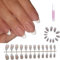 24 Pcs French False Nails - Short Almond Tip Press On Manicure White Tip