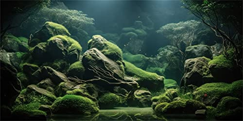 MIRRORANG 61x41cm Affiche de réservoir de Poissons tropicaux Toile de Fond lit de rivière et lac Plante Aquatique Fond d'aquarium sous-Marin Vinyle