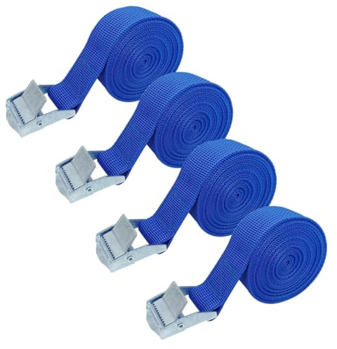 4 Pack Tensioning Belts 4M x 25mm Heavy Duty Ratchet Straps Lashing Straps Tensioning Belts with Rustproof Buckles for Trucks, Motorbikes, Securing Cargo or Luggage