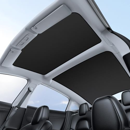 ShowEv für Tesla Model 3 Sonnenschutz Sonnendach vorne & hinten Sonnenschirm Dach faltbar Schiebedach Fenster Sonnenblende Schatten für Model 3 Zubehör 2020-2023 (schwarz)