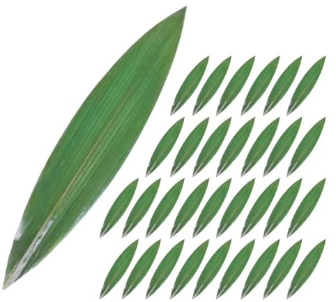 LOGOFUN Lot de 100 feuilles de bambou japonaises pour sushis - Feuilles de bananier artificielles - Pour la fabrication de décorations de sushis zongzi - Vert