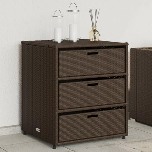 ShGaxin Gartenschrank aus PE-Rattan braun 55 x 59 x 69 cm Gartenschrank Gartenschrank Gartenmöbel Outdoor 365556