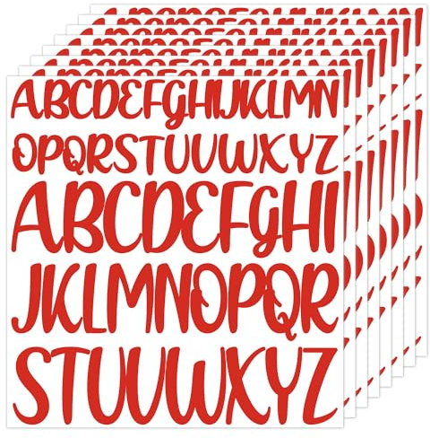 416 Stück 8 Blatt Buchstaben Aufkleber, 2,5cm 5cm Großbuchstaben Aufkleber Selbstklebend Wasserfest Vinyl Alphabet Aufkleber für Sammelalbum Dekoration Kunst Handwerk Poster (Rot)
