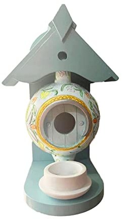 QTANZIQI William Morris inspiriertes blaugrünes Teekannen-Kolibri-Vogelhaus: Die perfekte Kombination aus Vogelhaus und Futterhäuschen mit einem Hauch von Eleganz