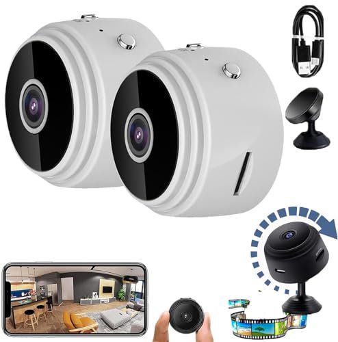 Miniguard Security Camera,Magnetic Mini Security Camera,Wireless Security Camera with Night Vision,for Indoor and Outdoor Use (White, 2 Pcs)