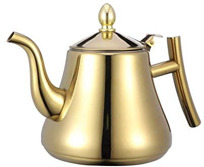 Tetera de acero inoxidable, tetera de agua, tetera con colador para restaurante en casa, 1L