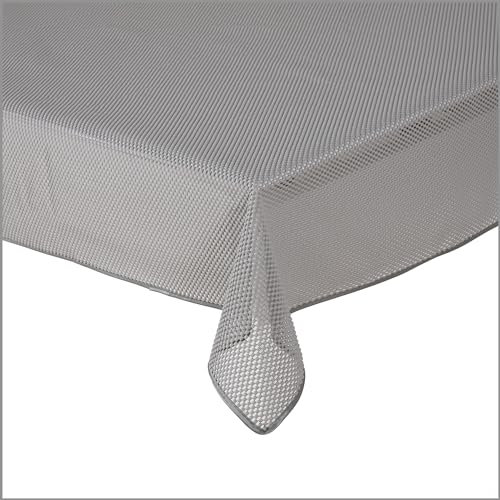 Tischdecke Gartentischdecke Karo Hellgrau 160 cm rund Outdoor Weichschaum PVC Terrasse Garten rutschfest wetterfest