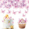 48 Stück Schmetterling Tortendeko Lila Oblatenpapier Schmetterlinge Kuchen Deko Schmetterlings Torten Deko für Damen Mädchen Hochzeit Geburtstag Kuchendekoration