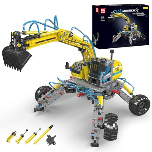 Mould King 17060 Technik Bagger, High-Tech Pneumatisch Geländebagger Modell, MOC Schwerlast LKW-Modell Klemmbausteine Bauset