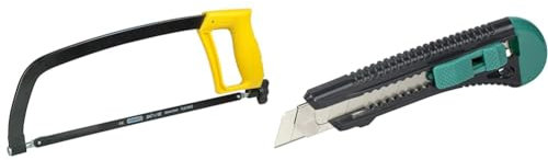 STANLEY 1-15-122 Scie À métaux 300 mm - 10 dents/cm - Poignée Révolver Ergonomique Antidérapante & wolfcraft 4146000 - Cutter Lame Sécable - Largeur de Lame 18 mm, Argent
