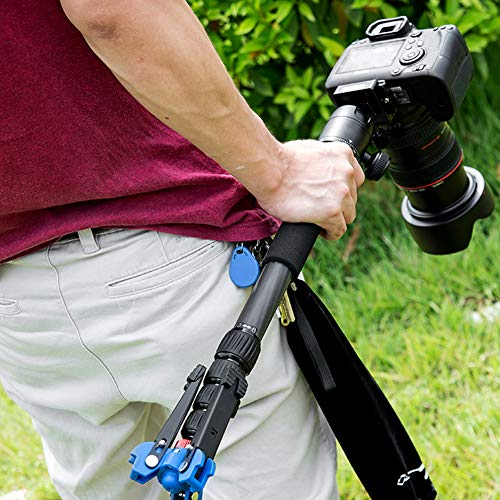 Einbeinstativ mit Füßen, Einbeinstative C-333+M-1, 5 Abschnitte, Tragbares Teleskop-Einbeinstativ aus Kohlefaser mit Stativ für DSLR-Kamera