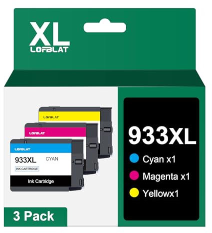 LOFBLAT 933 XL 933XL Druckerpatronen Multipack Ersatz für HP 933XL Multipack Tintenpatronen 933 Patronen für HP Officejet 6600 6700 7510 7110 7612 (1 Magenta, 1 Cyan, 1 Gelb,933 XL)