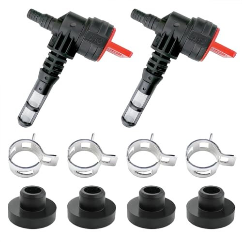2 Stück 90 Grad Kraftstoff-Gas-Absperrventil, mit Tülleklemme für Kohler 25 462 03-S für Rotary 13116 für Briggs & Stratton 192980GS 208961 Gastank Motor Generator Hochdruckreiniger
