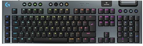 Logitech G G915 X LIGHTSPEED TKL Clavier gaming sans fil ultra-plat, touches PBT double couche, touches entièrement programmables, rétroéclairage RVB, GL Blue Clicky - PC/Mac, FRA AZERTY - Noir