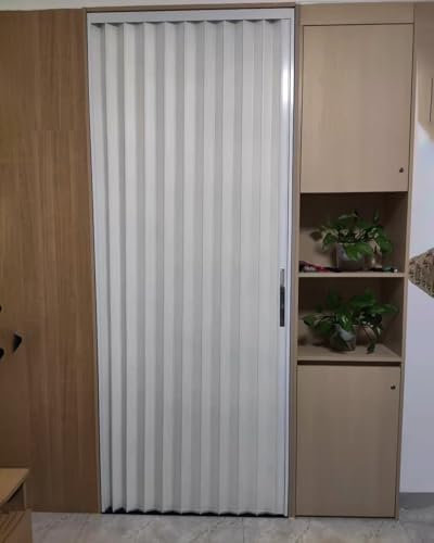 Oracra Falttür Weiße Falttür Im Akkordeon-Stil für Den Schrank, Verschließbare Raumteiler, Innentüren für Den Türrahmen, Faltbares Magnettor, Thermo-Schiebetür für Die Küche(64x80in(162.5x203cm))