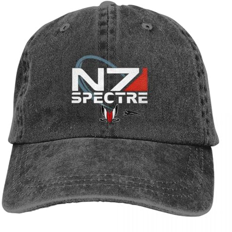QIYAEUA Unisex Mass Effect N7 Spectre Männer Frauen Baseballkappe Distressed Denim Caps Hut Retro Outdoor Sommer Sonne Kappe