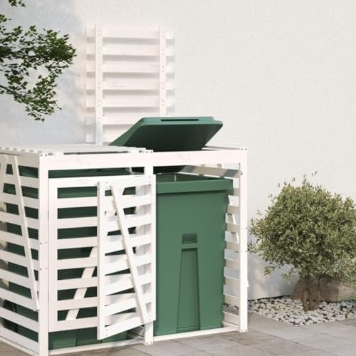 GYDUHYE Wheelie Bin Storage Extension White Solid Wood Pine Home & Garden white pine Bin Shed(Size:78 x 91.5 x 128.5 cm,Color:white pine)