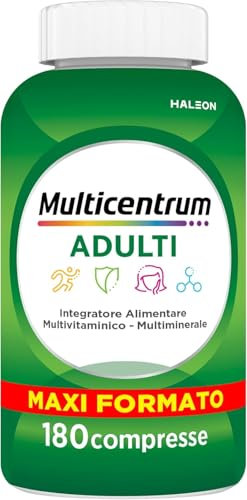 Multicentrum Complemento Alimenticio Multivitamínico y Multimineral para Adultos y Adolescentes, Sin Gluten, 180 Comprimidos