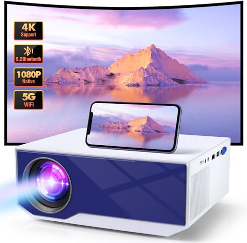 ZDK Mini Proyector Portátil,Proyector de vídeo con Bluetooth y WiFi,Proyector 4K Supporto 20000 Lúmenes,Proyector Cine en Casa para TV Stick/HDMI/USB/AV/Laptop/Phone
