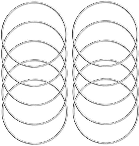 PVFZXS 10 Stück Metallringe zum Basteln 20cm, Silber Metallringe Metall Ringe Deko für Traumfänger Ring, für Traumfänger Ring, Floristik, Wandbehänge Deko, Blumen Reife