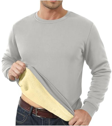 HAOLEI Herren Pullover Warme und Bequem, Langärmliges Oberteil mit Rundhalsausschnitt aus Verdicktem Fleece mit Einfarbigem Boden, Sweatshirt Casual Mode, Sale Angebote Sweater Weiche Stretch Jumper