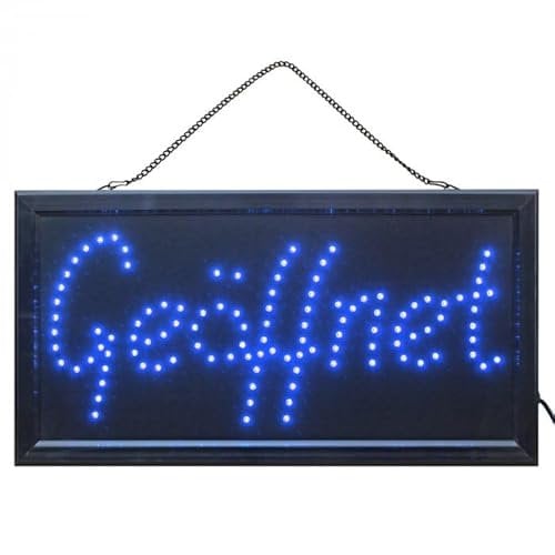 LED Schild Geöffnet blau 48x25 cm Leuchtreklame OFFEN Ladenschild Türschild
