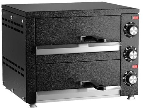 Horno de pizza de encimera de 2 estantes, horno de pizza eléctrico para interiores, horno de pizza comercial de acero inoxidable de 2 capas, 12 pulgadas para hotel, restaurante, horneado en casa