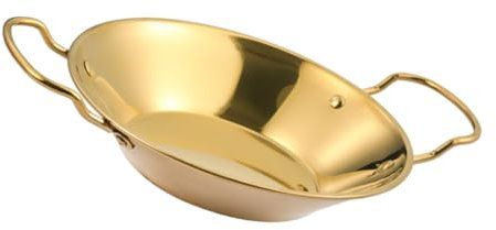 PHENOFICE Bratpfanne Aus Edelstahl Paella-kocher Japanischer Brattopf Wok Mit Deckel Bratpfanne Mit Antihaftbeschichtung Japanischer Paella-topf Paella Bratpfanne Golden Rostfreier Stahl