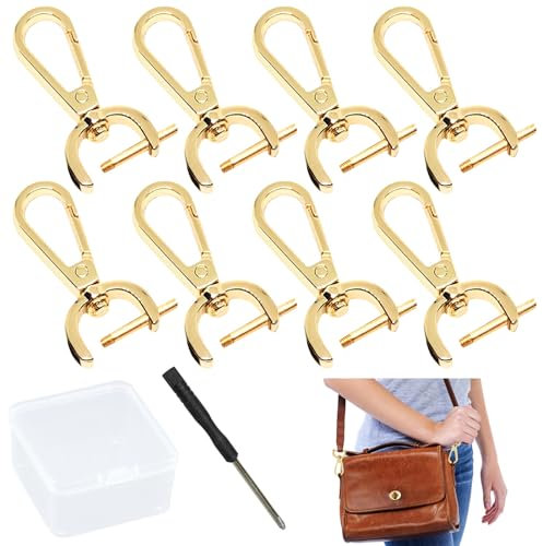 ZYNERY 8 Piezas Mosquetón para Correa de Bolso con Destornillador Metal Llavero Giratorio Dorado Ganchos Giratorios para Llaveros Extraible Giratorio Mosqueton Pequeño Mosquetones para Bolsos DIY