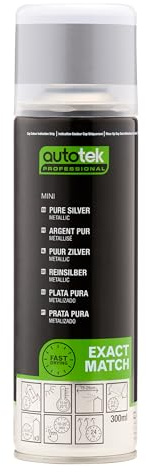 Autotek Professional Exact Match Car Spray Paint - Mini Pure Silver Metallic Aerosol Spray 300ml