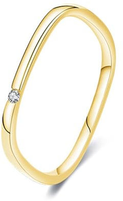 Tolldek Gold 14K Diamantring, Dünn Quadrat Solitärring Pärchen Ringe, Au 585 Trauringe Hochzeitsring mit Diamant Echter Schmuck, Gr.53 (16.9)